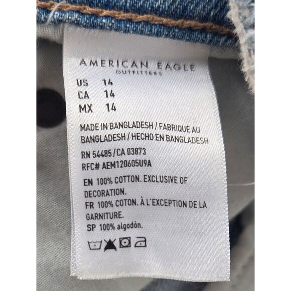 American Eagle Ladies' Low-Rise Denim Baggy Skater Shorts sz 14 Destroyed Grunge - Picture 6 of 6